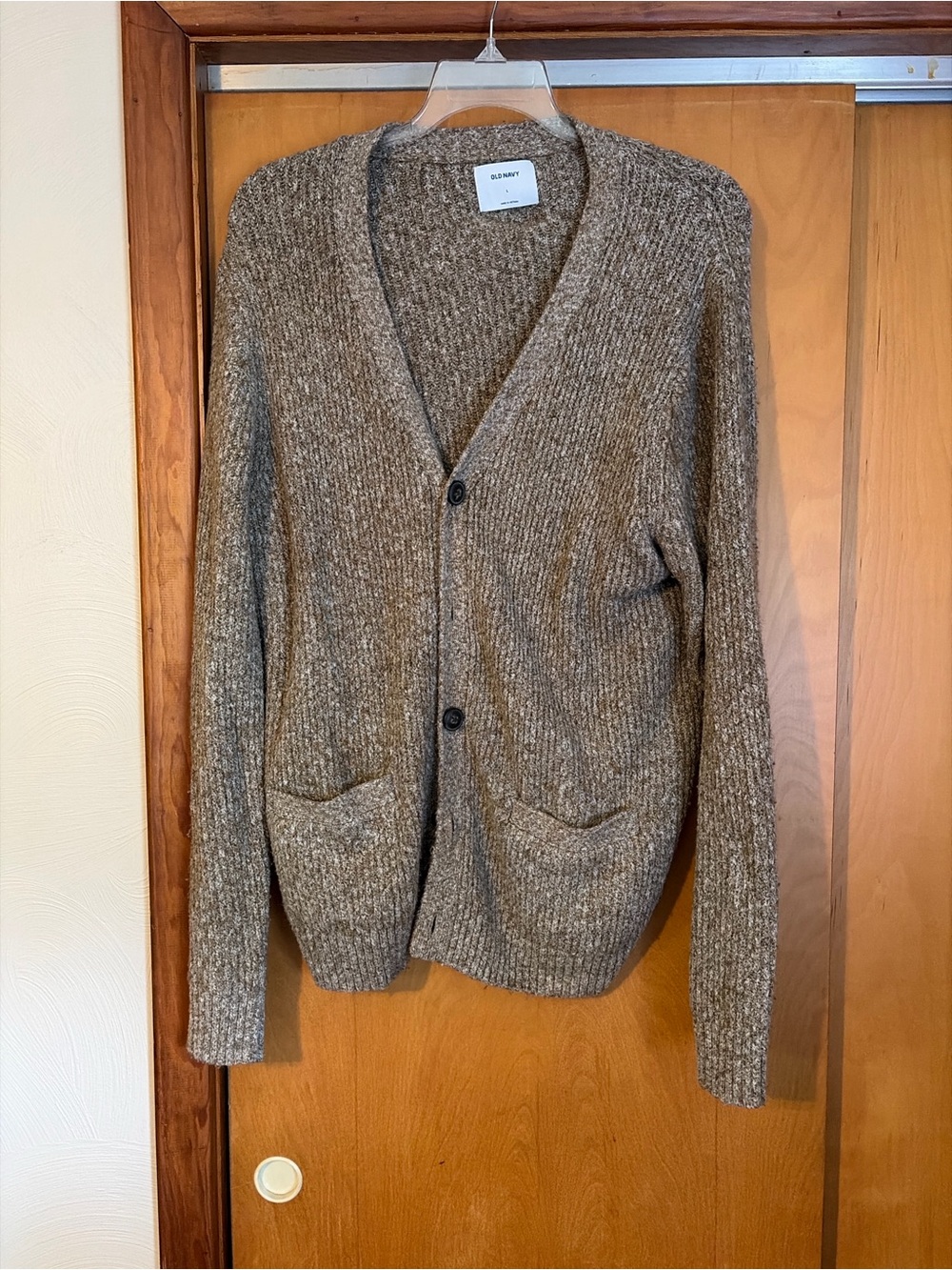 Old Navy Brown Heathered Men's V-Neck Cardigan